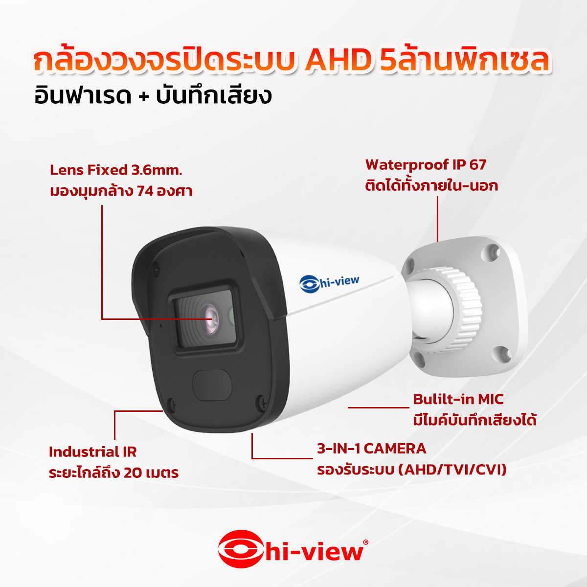 ขายถูก กล้องวงจรปิด Hiview HA-554B50 ความละเอียด 5 MP ประกันศูนย์