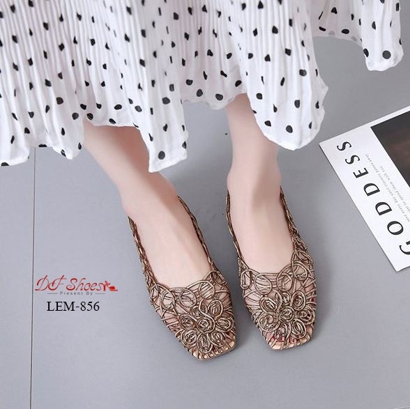รองเท้าส้นแบนหนังสาน (สีทอง)