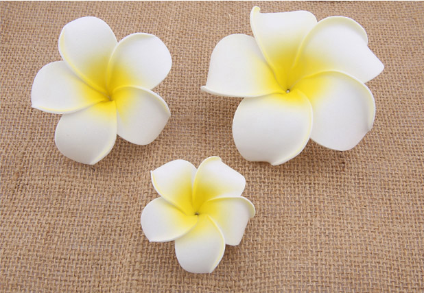 Set 3 ดอก กิ๊บติดผม plumeria กิ๊บ ดอกไม้ ดอกลีลาวดี เกาหลี รวม size ขนาด 5,8,9 เซนติเมตร สีขาว