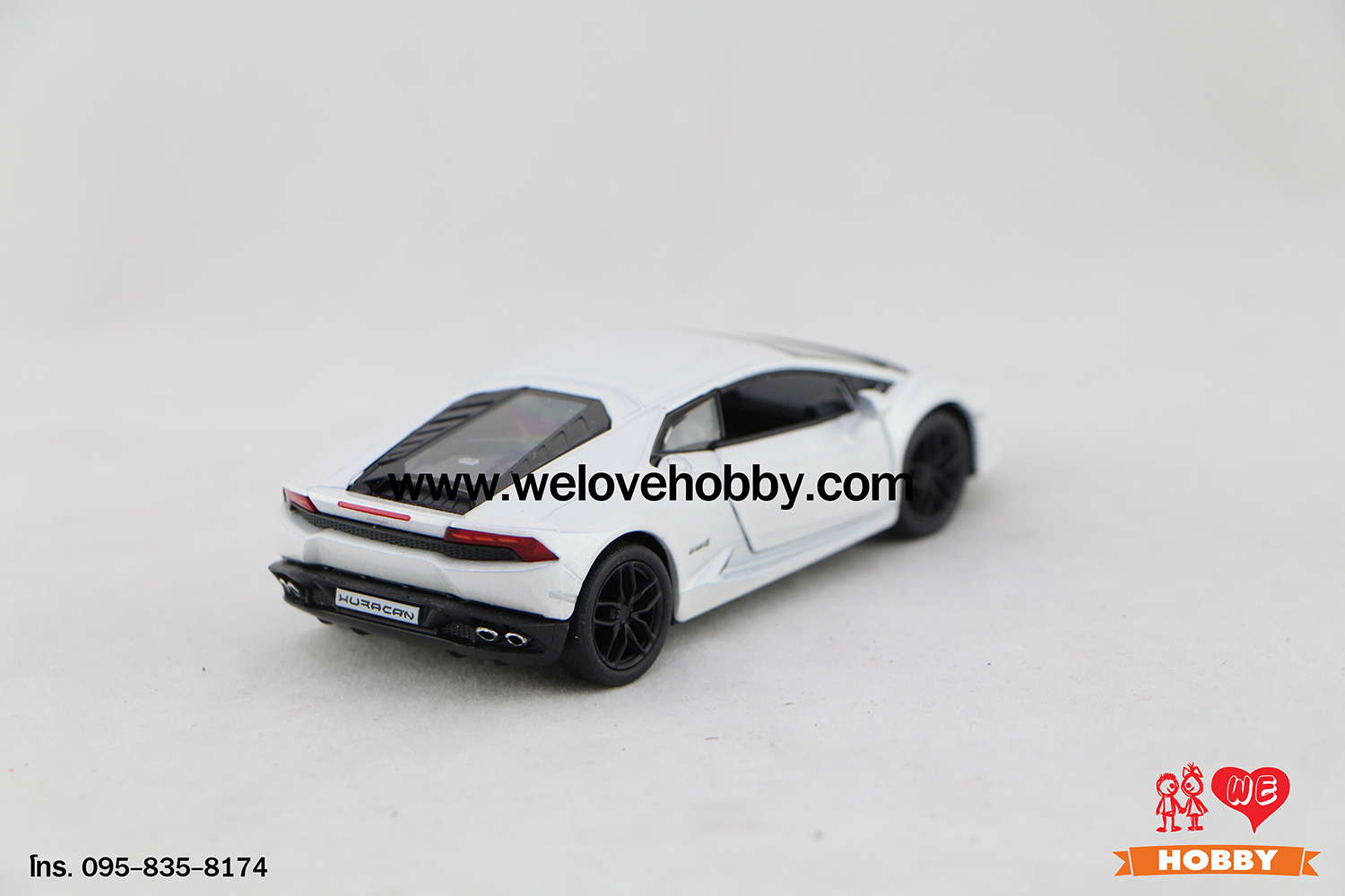 โมเดลรถซุปเปอร์ คาร์ Lamborghini Huracán LP610-4 สีขาว Scale 1:36