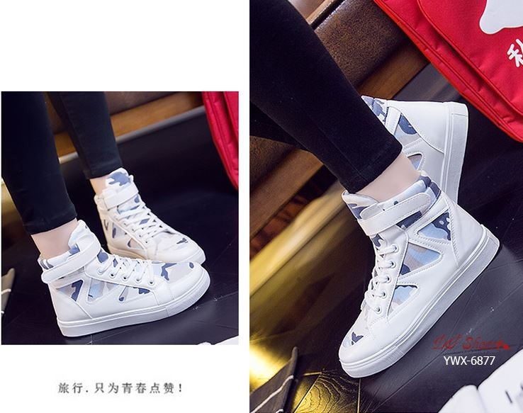 รองเท้าผ้าใบหุ้มข้อพาสเทล Military (สีน้ำเงิน)