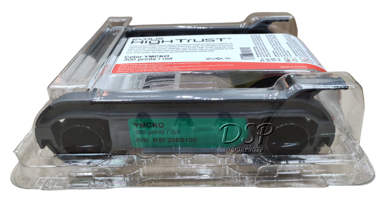 ขายถูก หมึกสี Color YMCKO Ribbon (300 Cards/Roll) สำหรับเครื่องพิมพ์บัตร Evolis Primacy2 (PN:R5F008SAA)