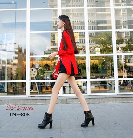 รองเท้าบูทส้นสูงแต่งซิปสไตล์แฟชั่นเกาหลี