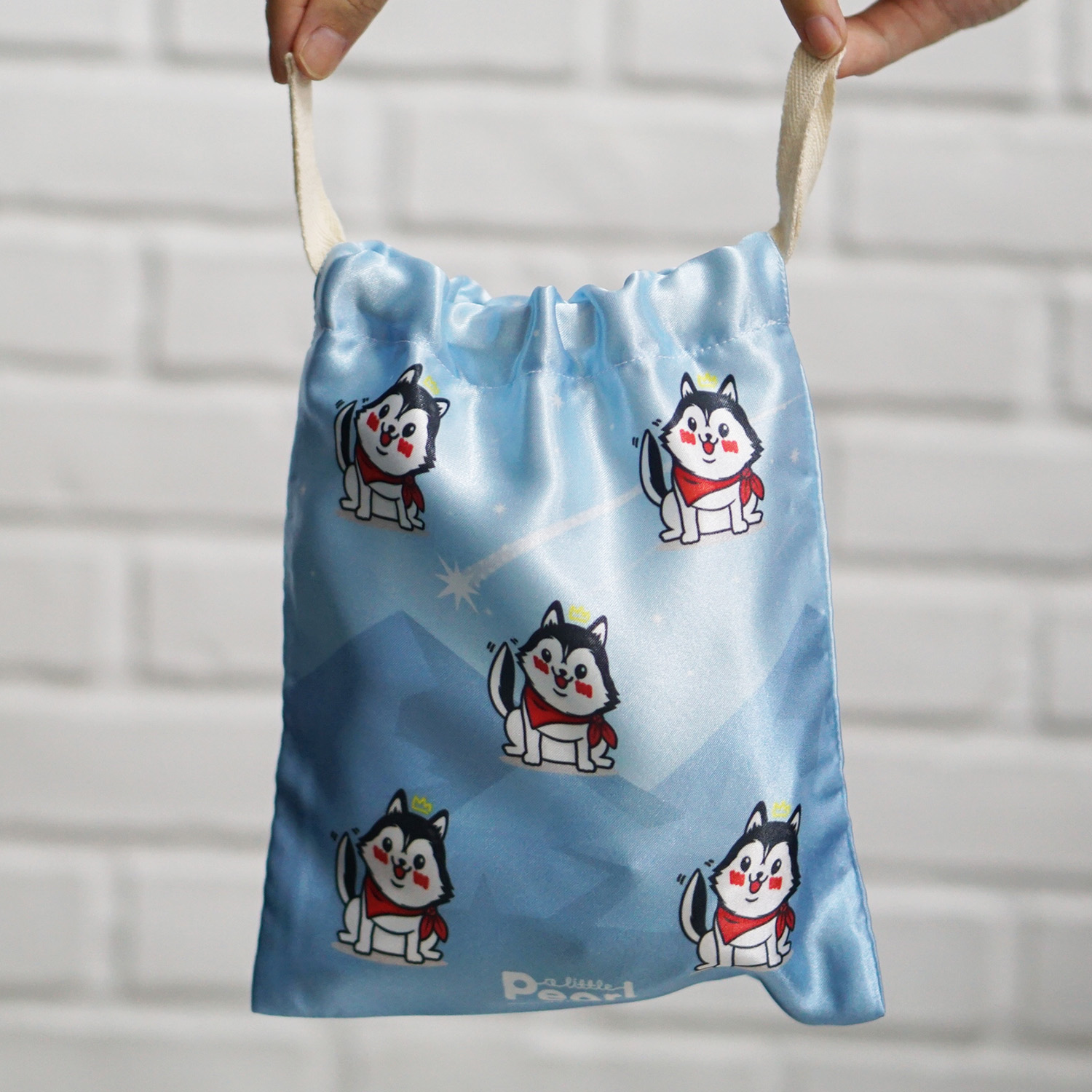 ผ้าคลุมให้นม สั่งทำใส่ชือ ลาย Siberian Husky - Blue