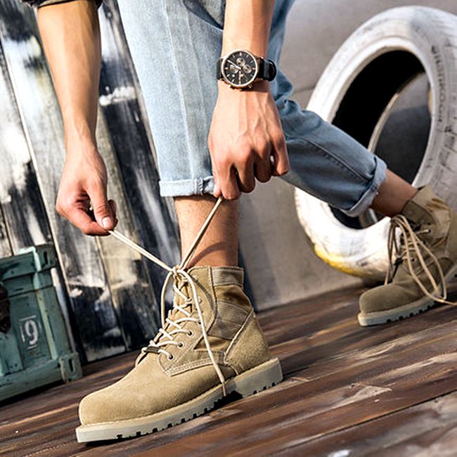 01066 รองเท้าบูท Miyano Martin Boots Leather Shoes high สไตล์วินเทจ [ชาย/หญิง] Size 39-44