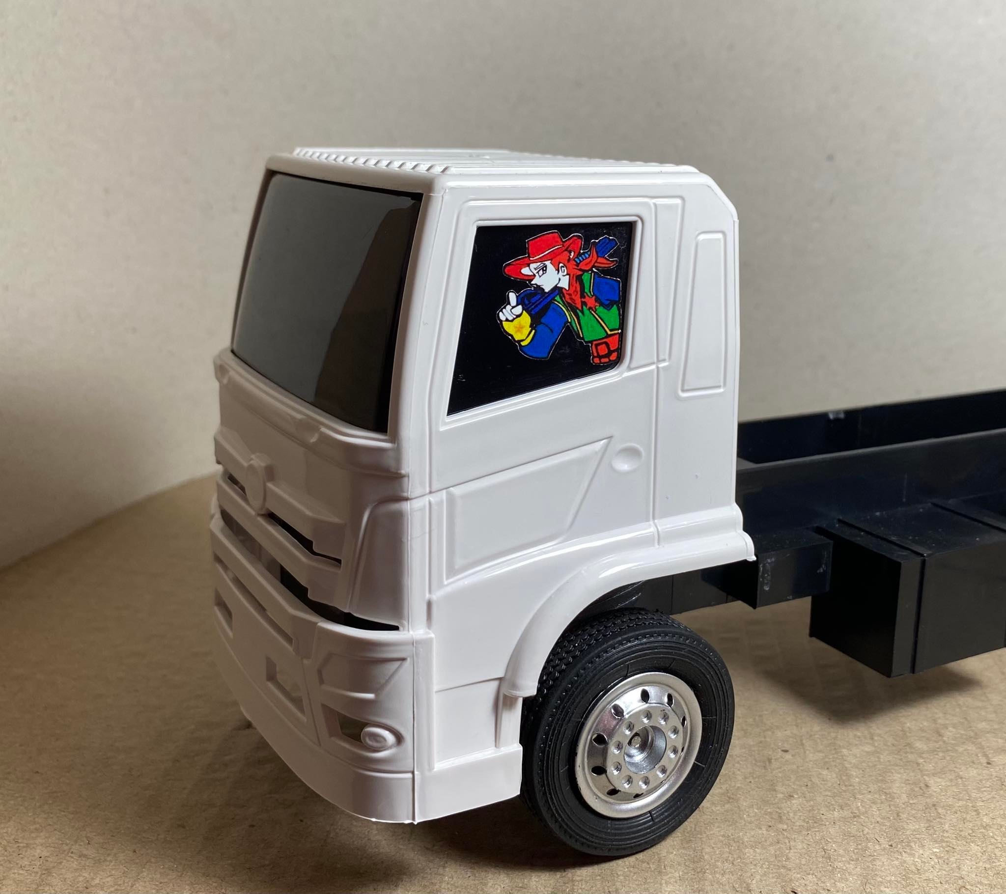 หม่ำโมเดลสติ๊กเกอร์ติดกระจกรถบรรทุกจำลอง แต่งรถสิบล้อจิ๋ว สติ๊กเกอร์รูปราหู อินทรีย์ sticker for truck scale 1/24