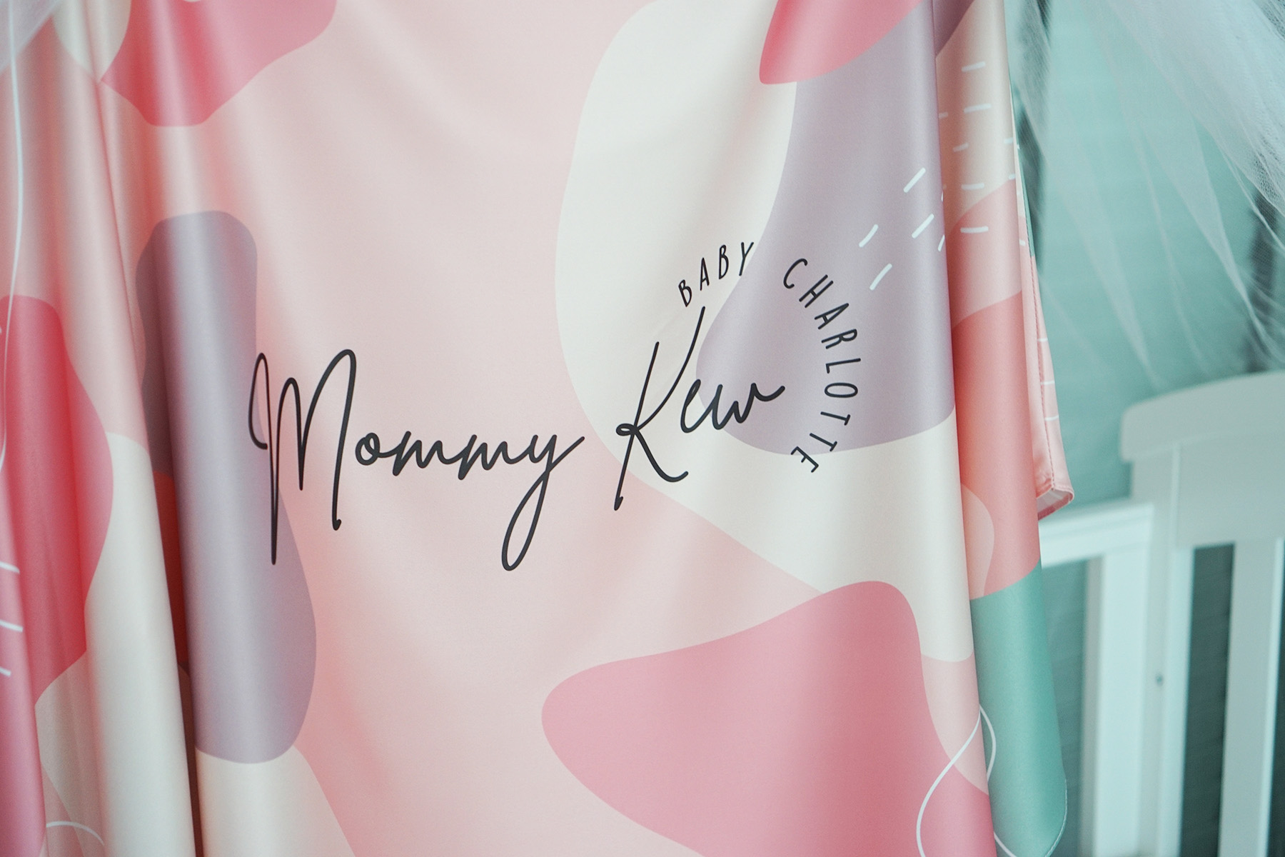 ชุดของขวัญเด็กแรกเกิด NP2 ผ้าคลุมให้นม + หมอนรองให้นม ลาย Curve - Peach