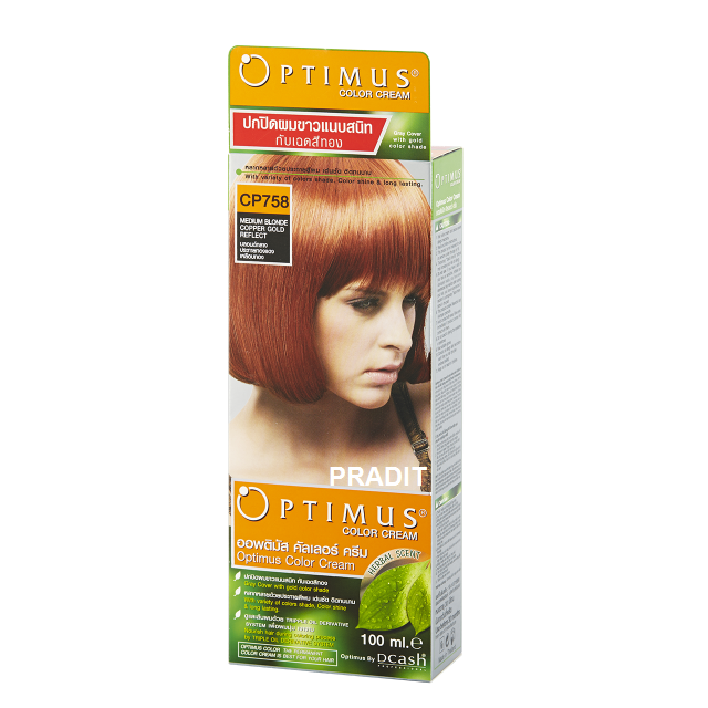 Optimus Color Cream ออพติมัส คัลเลอร์ ครีม เบอร์CP758 สีบลอนด์กลางประกายทองแดงเหลือบทอง 100 มล 235 กรัม