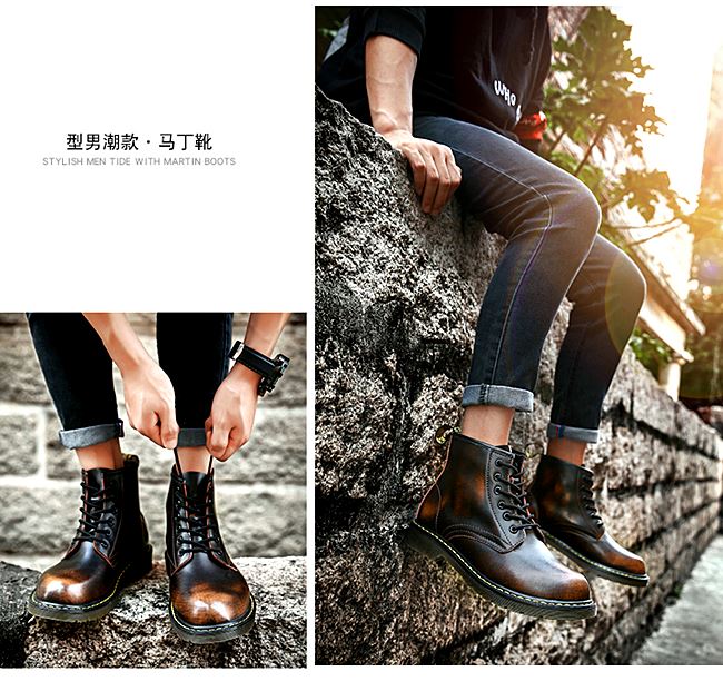 01059 รองเท้าบูท LZDZN Martin Boots Leather Shoes high สไตล์วินเทจ [ชาย/หญิง] Size 38-44