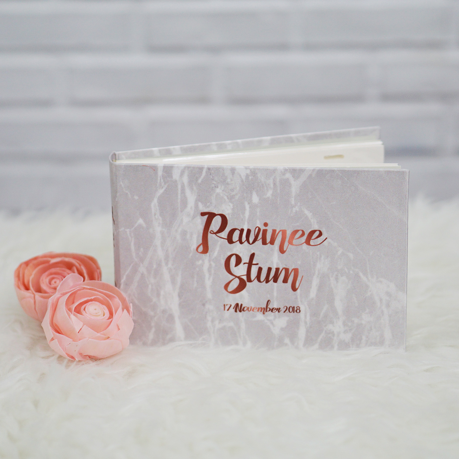 อัลบั้มสั่งทำใส่ชื่อ ลายหินอ่อนสีเทา - Grey Marble - Copper