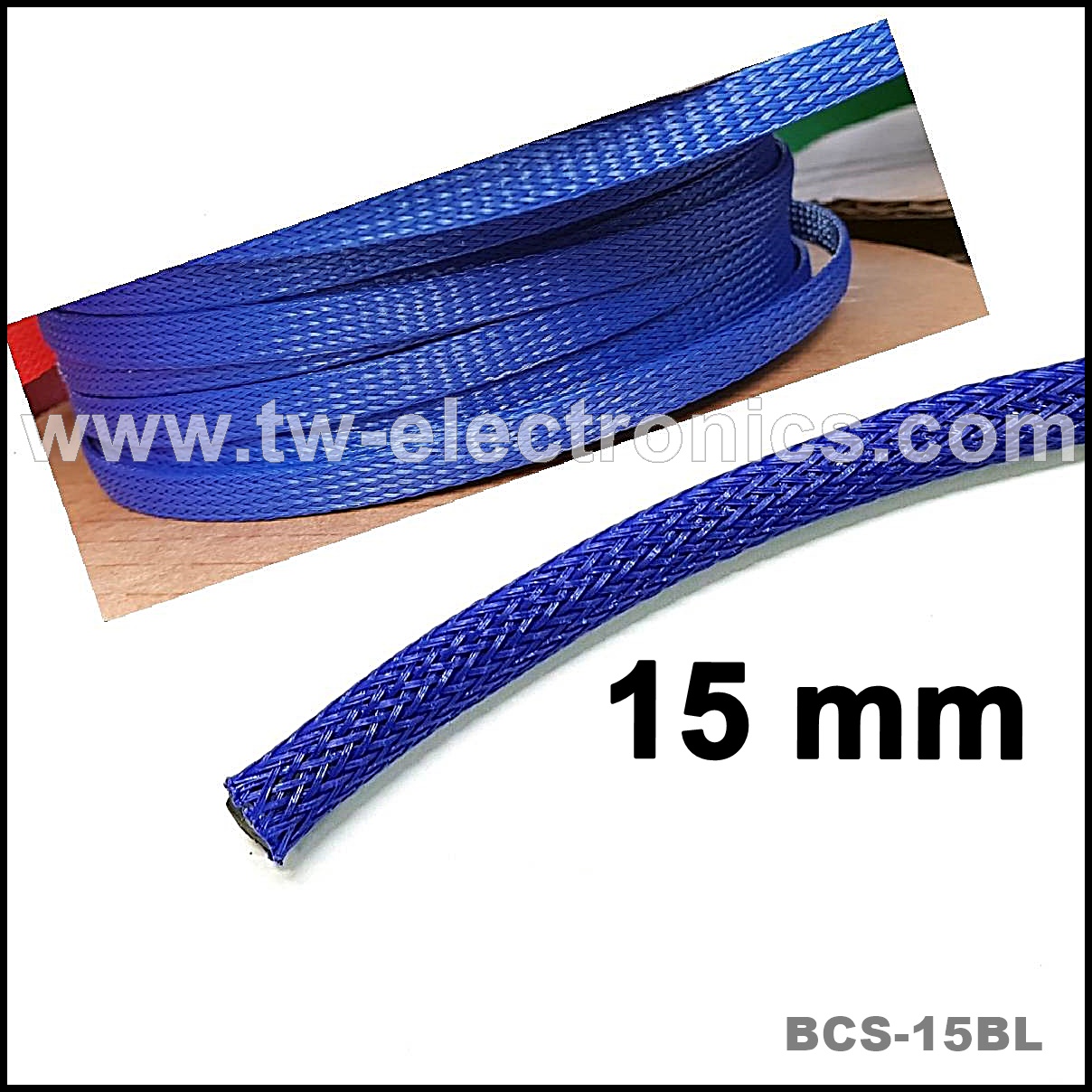 สายถัก 15 mm (สีน้ำเงิน) / BCS-15BL