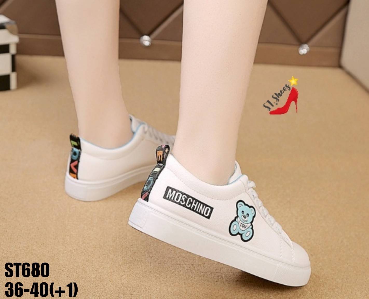 รองเท้าผ้าใบหมี Teddy (สีฟ้า)