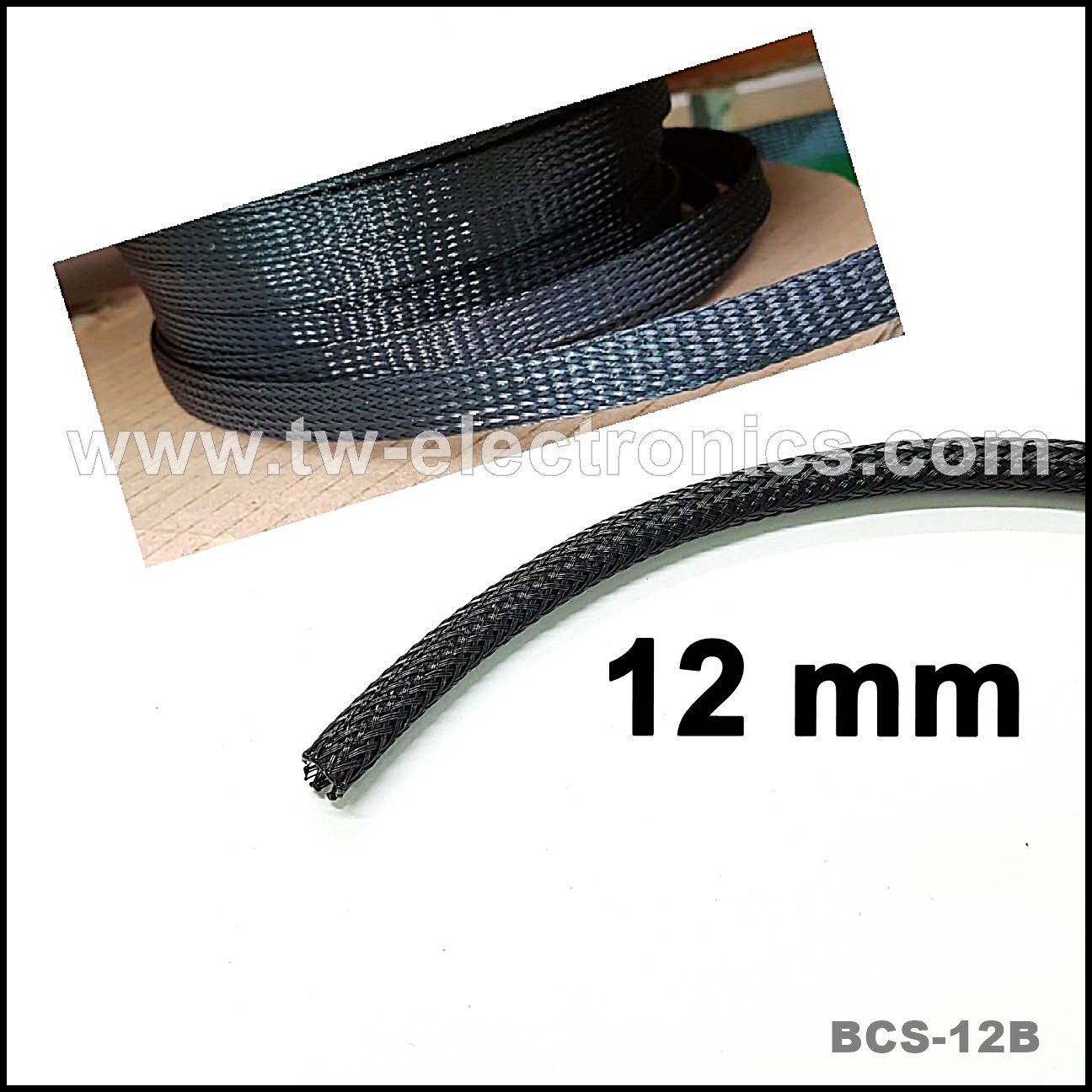 สายถัก 12 mm (สีดำ) / BCS-12B