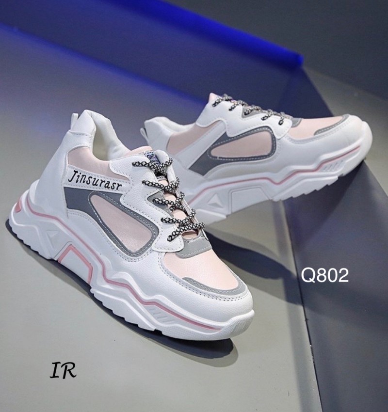 รองเท้าผ้าใบพียูเรืองแสงทรงSport (สีดำ)