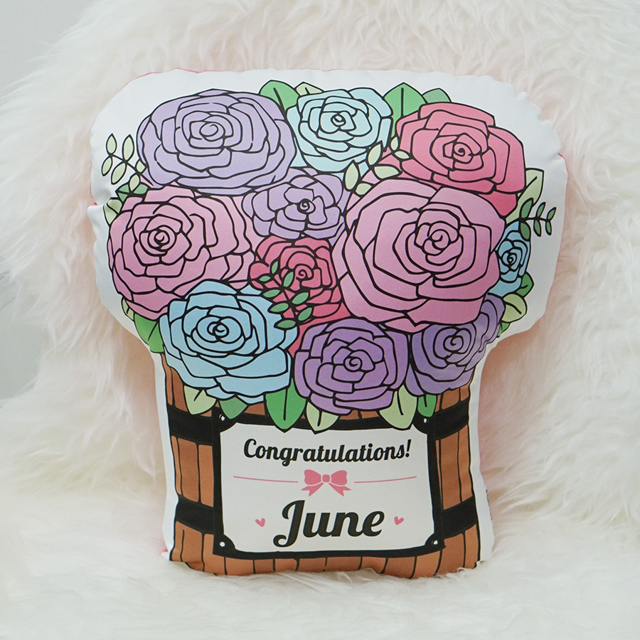 หมอนช่อกุหลาบในถังไม้ Rose Wooden Bucket