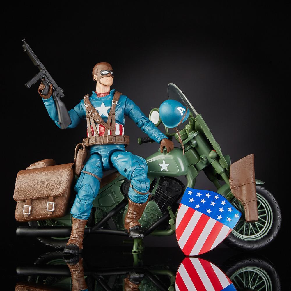 Hasbro Marvel Legends Series 80th Anniversary 6-inch Captain America Action Figure with Motorcycle ฮาสโบร มาร์เวล เลเจนด์ ซีรี่ย์ส 80 ปี อเวนเจอร์ส หุ่นโมเดลฟิกเกอร์ กัปตันอเมริกา ขนาด6 นิ้ว พร้อมมอเตอร์ไซด์ ลิขสิทธิ์แท้