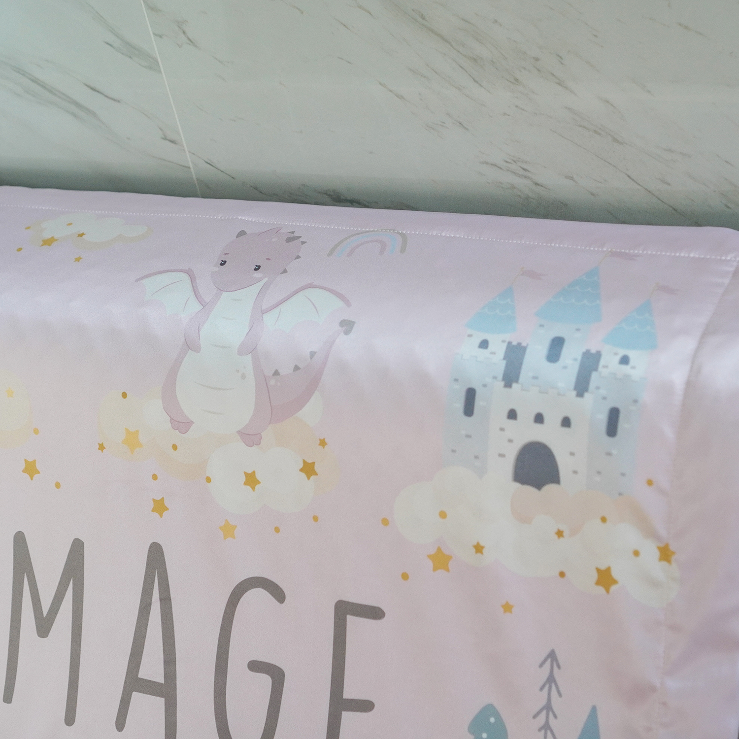 ผ้าห่มเด็ก ใส่ประวัติแรกเกิด ลาย Dragon - Pink
