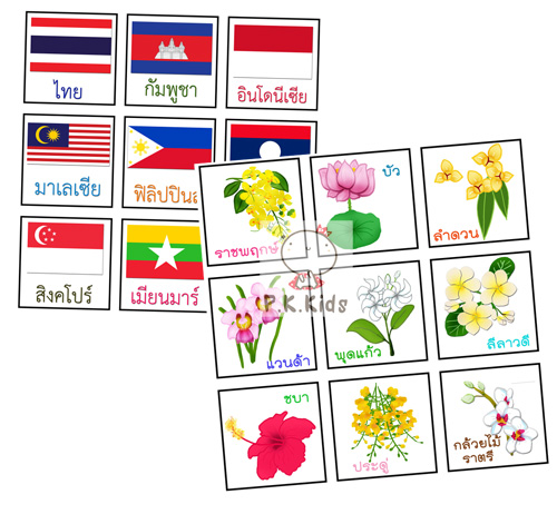 จับคู่ภาพธง-ดอกไม้ประจำชาติ