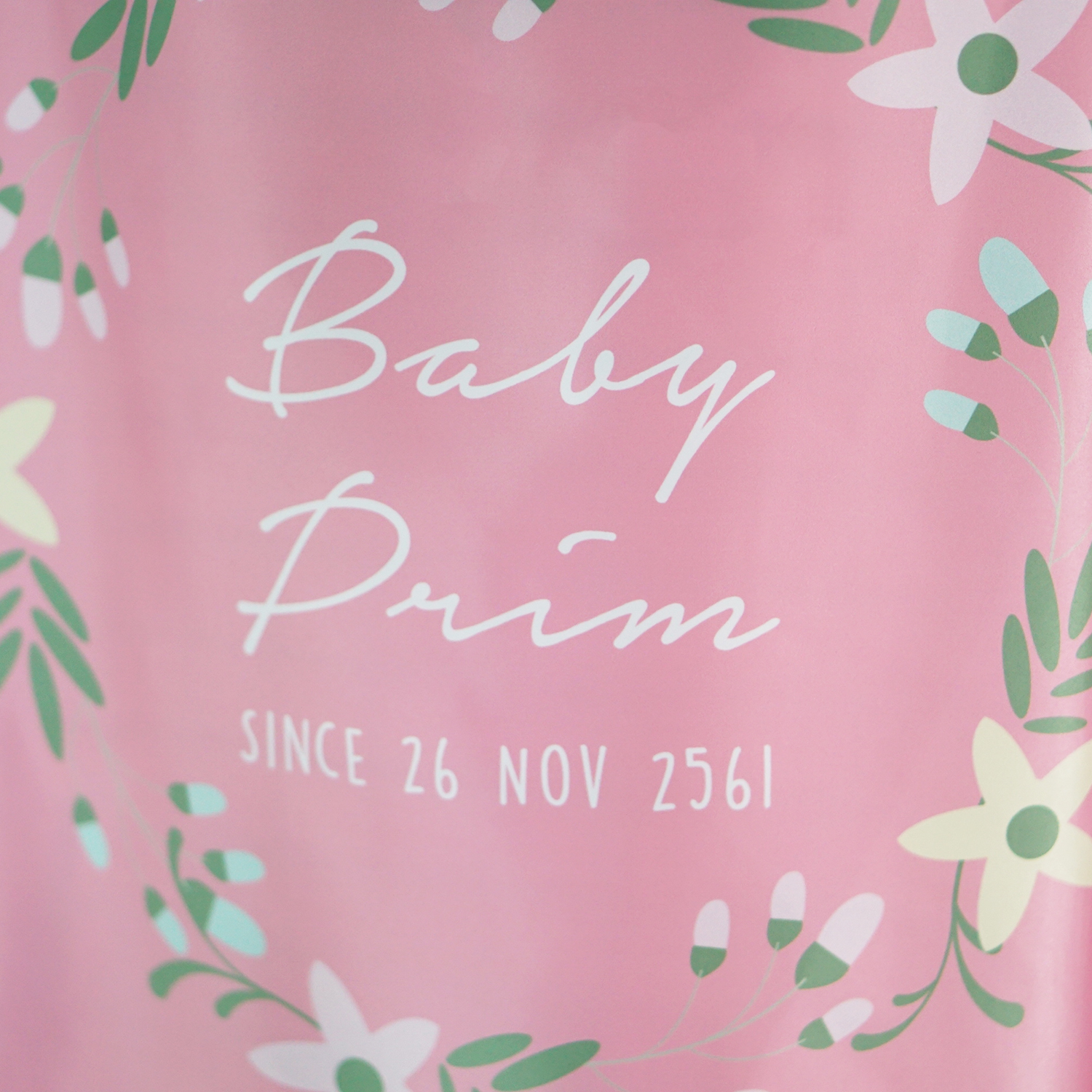 ผ้าคลุมให้นม สั่งทำใส่ชือ ลาย Floral Frame - Pink