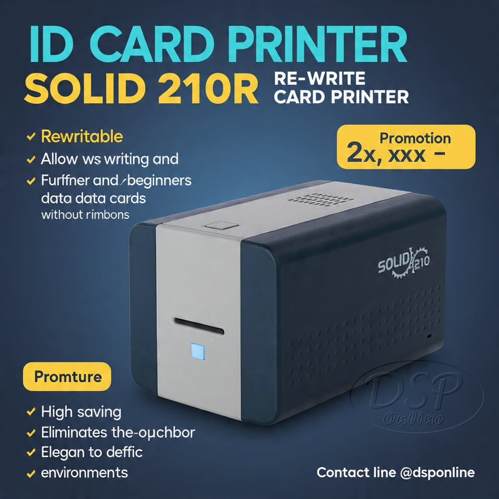 ขายถูก ID Card Printer SOLID 210R Re-Writable Card Printer เครื่องพิมพ์บัตร ประกันศูนย์