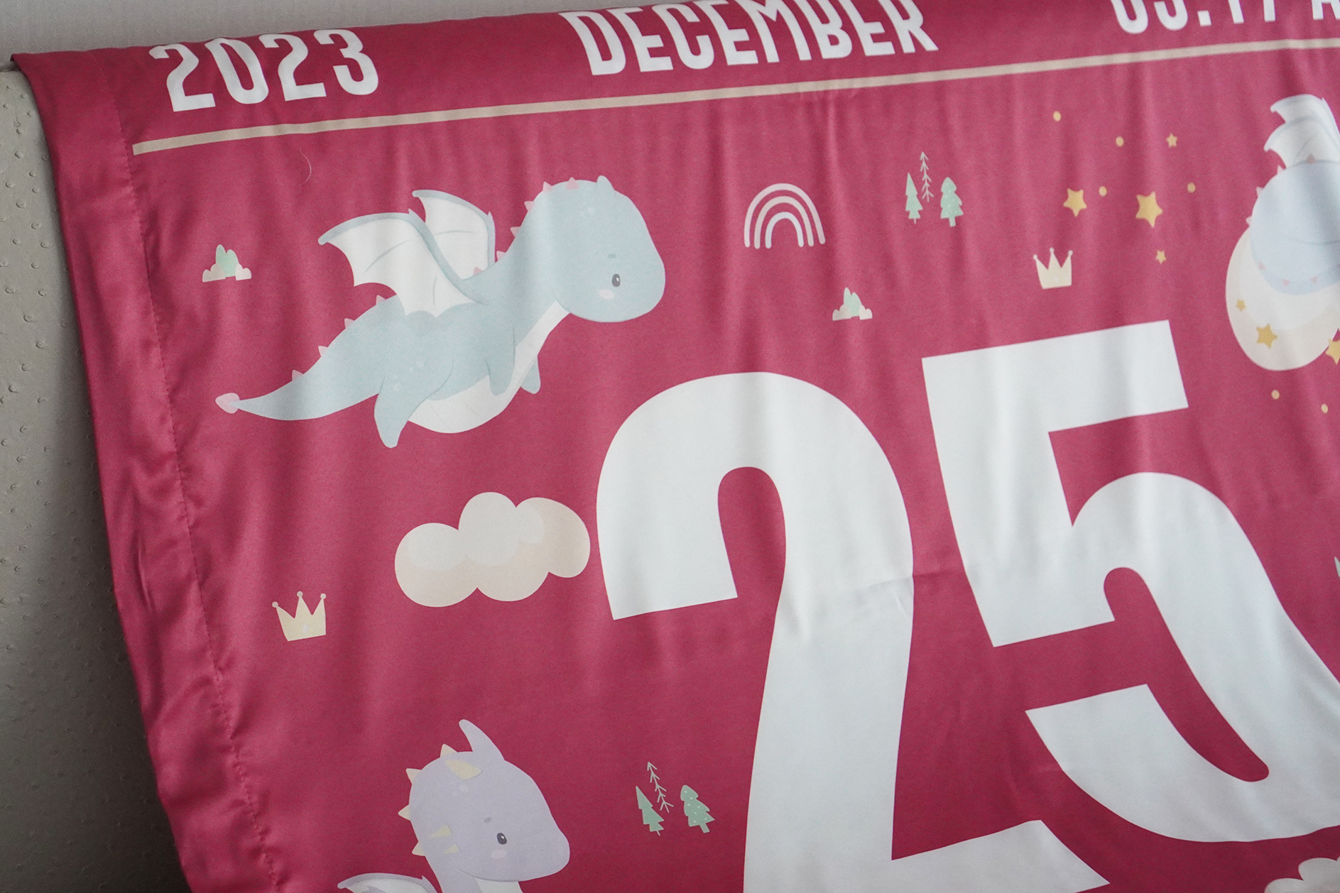 ผ้าห่มเด็ก ใส่ประวัติแรกเกิด ลาย Chinese Calendar - Dragon - Red