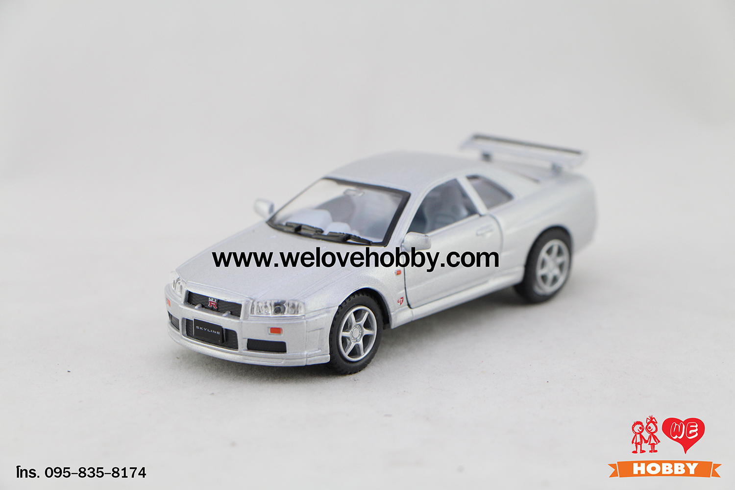 โมเดลรถซุปเปอร์ คาร์ Nissan Skyline GTR R34 สีเทา Scale 1:36
