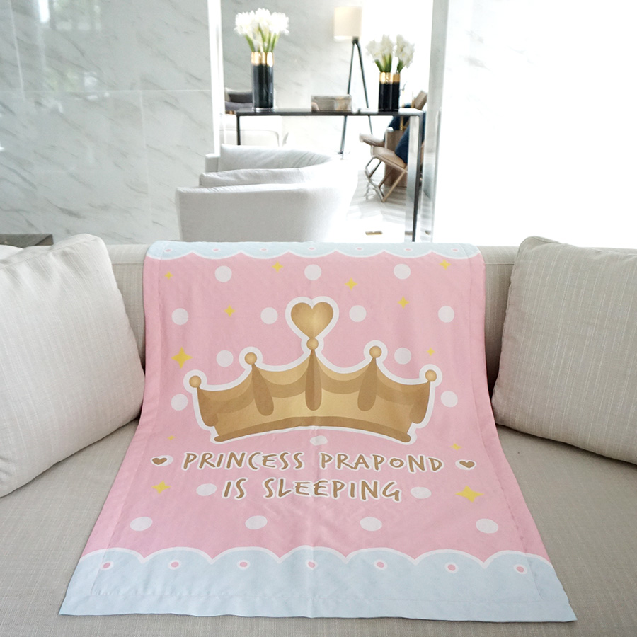 ผ้าห่มเด็ก ใส่ชื่อ ลายเจ้าหญิง สีชมพู / Princess - Pink