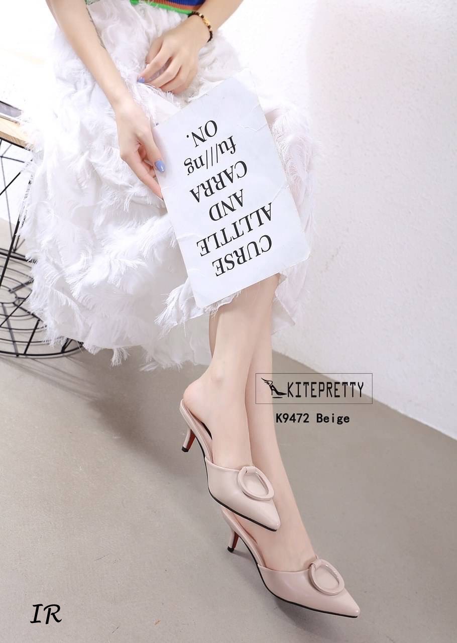 รองเท้าคัทชูส้นเตี้ยเปิดส้น (สีชมพู)