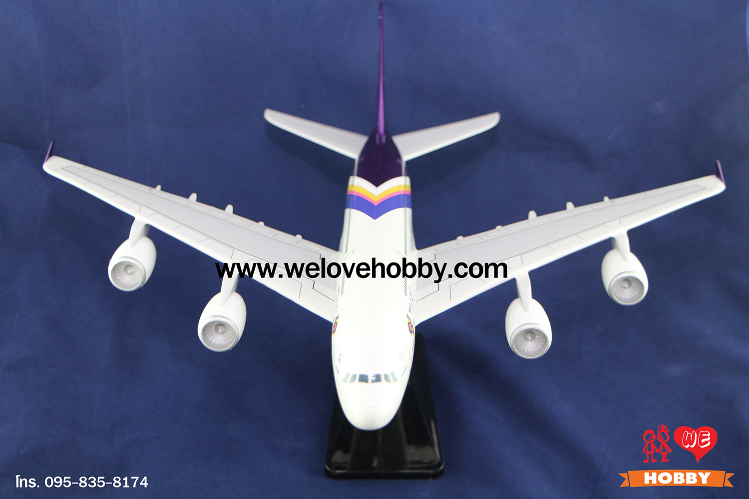 โมเดลเครื่องบินการบินไทย Thai Airways สีม่วงคลาสสิค (Airbus A380) ลำใหญ่