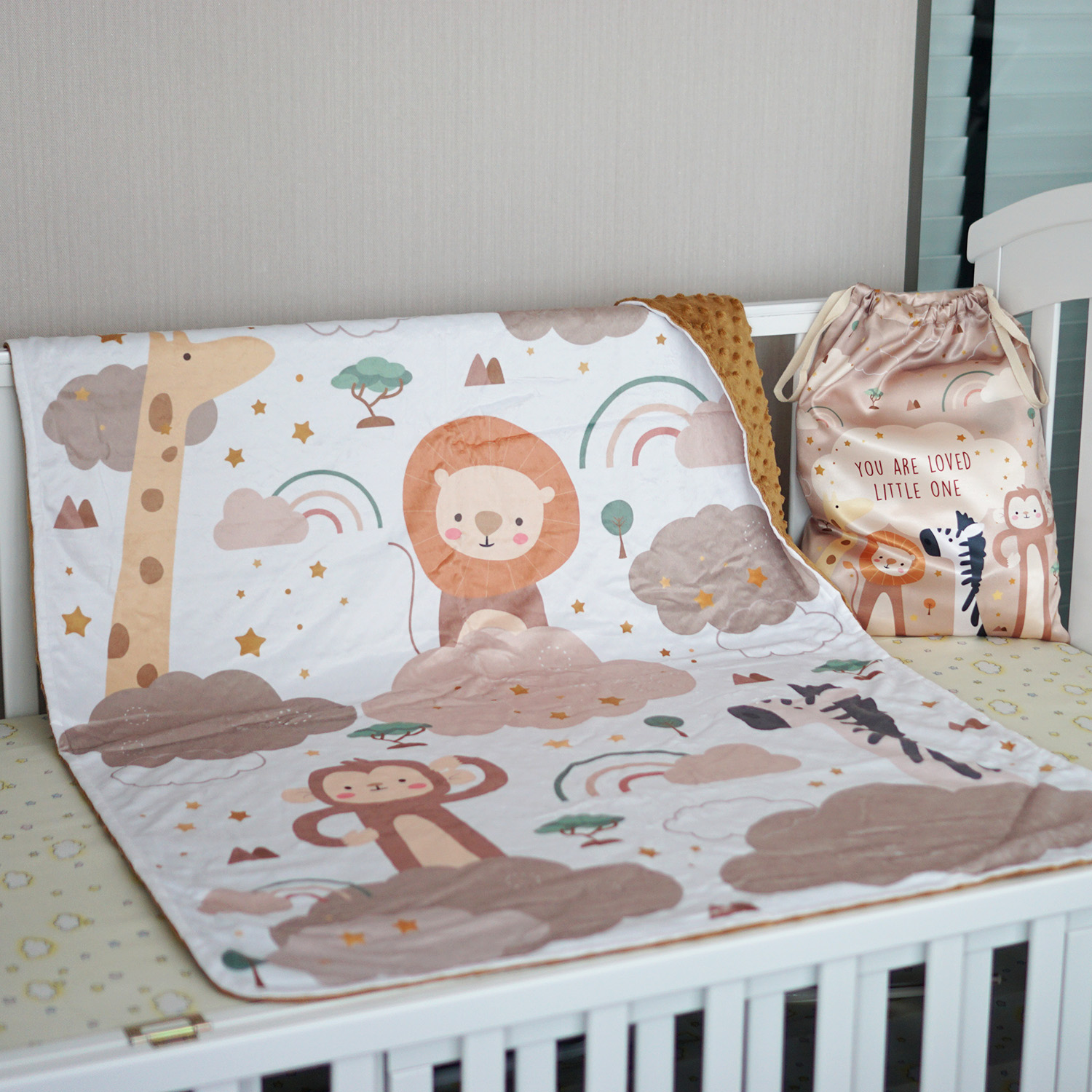 ผ้าห่ม Minky 75x100cm พร้อมส่ง ลาย Safari