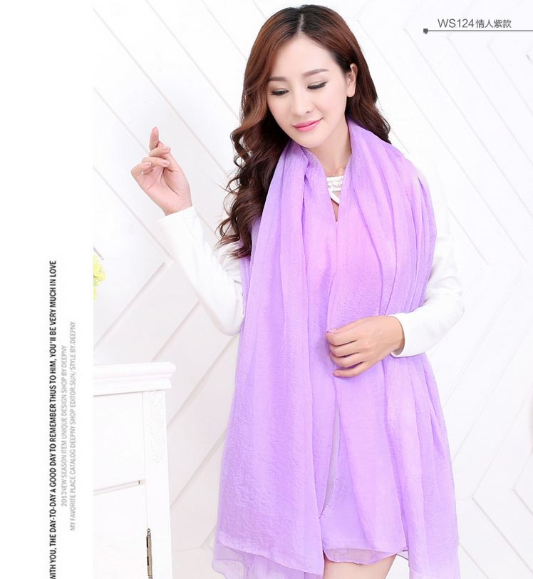ผ้าคลุมไหล่ scarf ม่วงอ่อน
