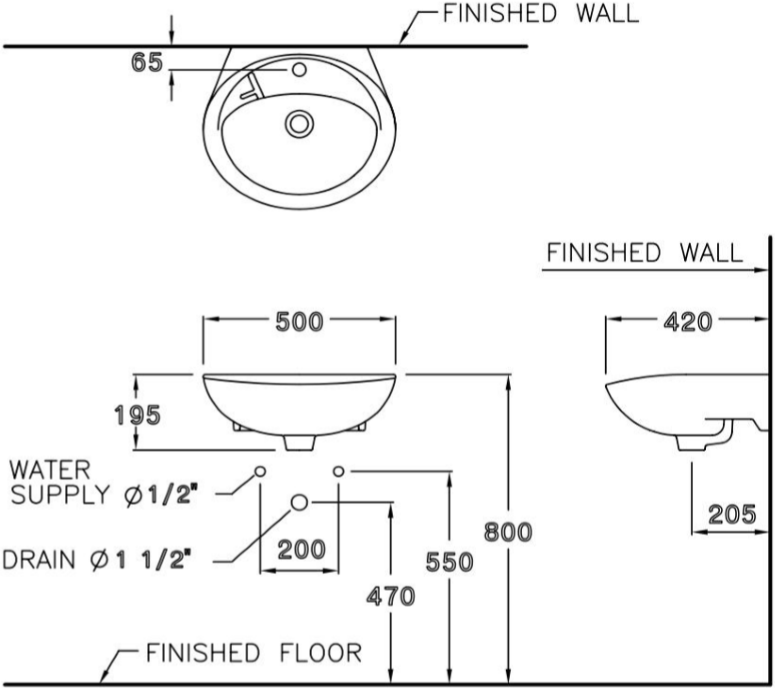 Cotto C013 เคนซิงตัน20 ขาว อ่างแขวนผนัง
