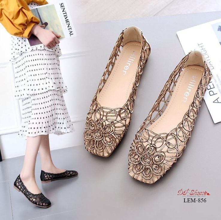 รองเท้าส้นแบนหนังสาน (สีทอง)