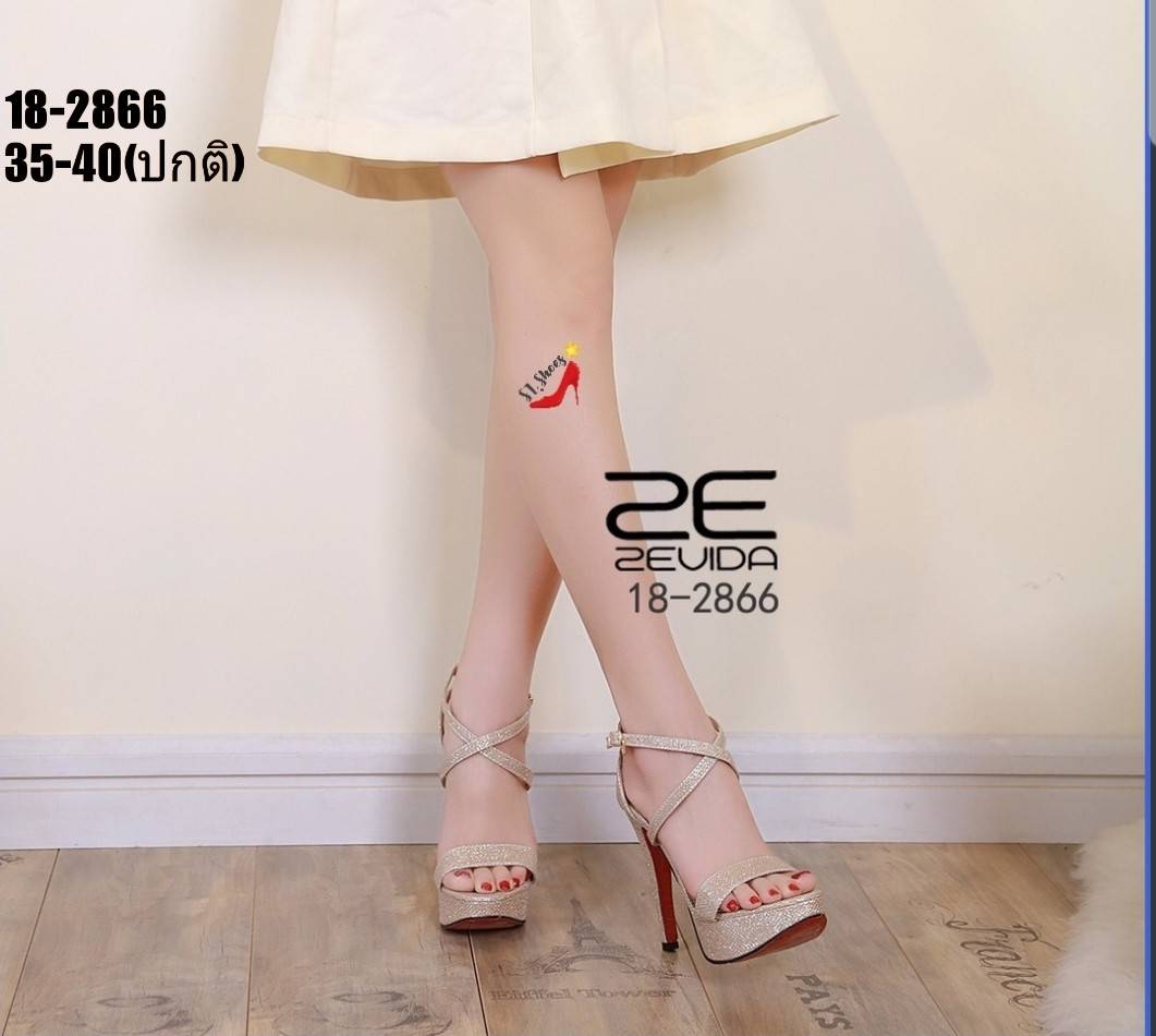 รองเท้าส้นสูงไขว้หน้ากลิตเตอร์ (สีทอง)