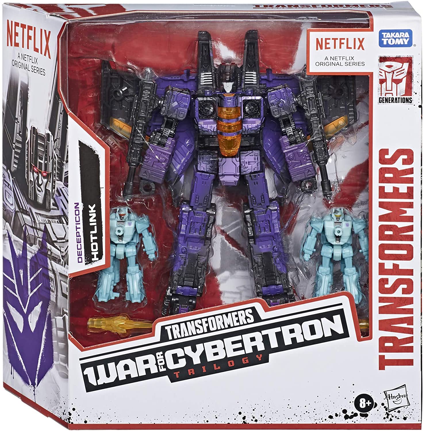 Hasbro Transformers Netflix War for Cybertron Trilogy Voyager Class Hotlink 7 Inch Action Figure Battle 3-Pack with Heatstroke and Heartburn ฮาสโบร ทรานสฟอเมอร์ส เน็ตฟลิกซ์ วอร์ ฟอร์ ไซเบอร์ตรอน วอยเอเจอร์ คลาส หุ่นยนต์ ฮอทลิงค์ 7 นิ้ว ลิขสิทธิ์แท้