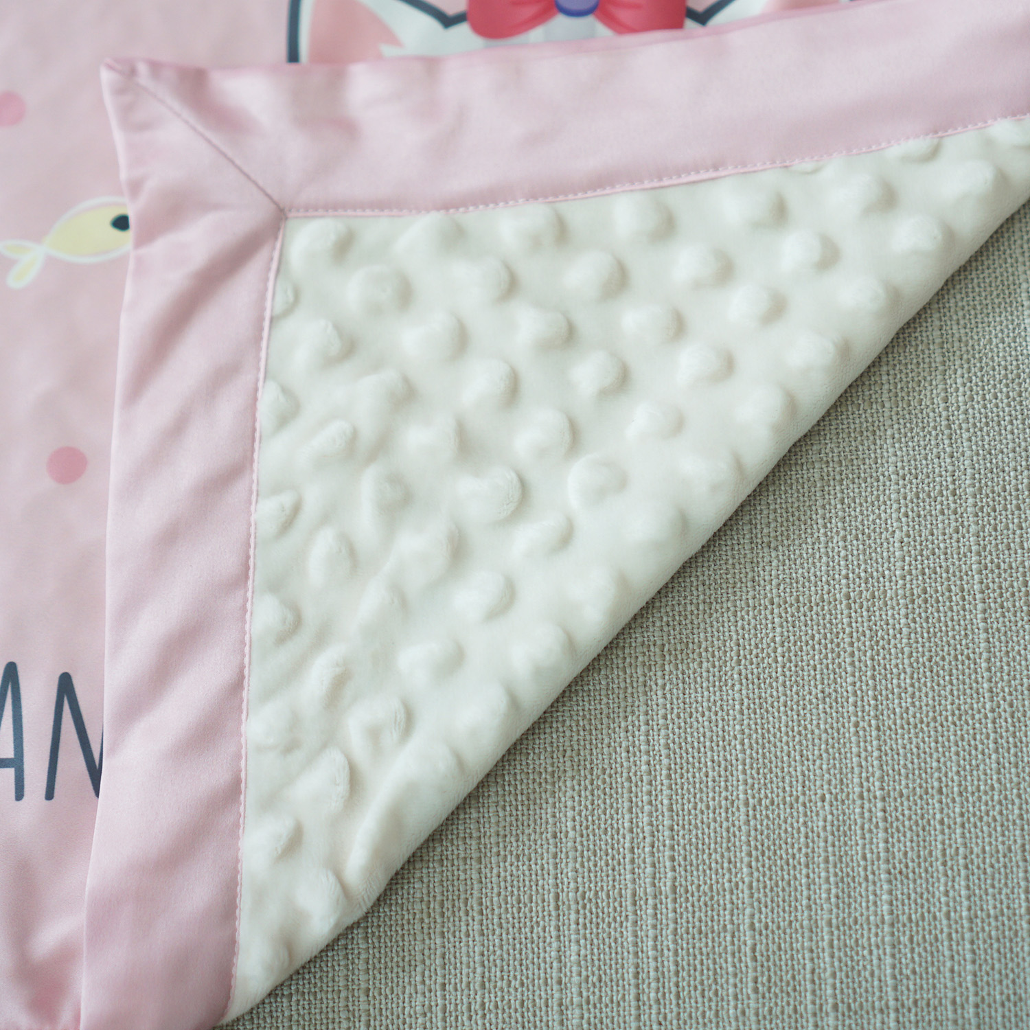 ผ้าห่มเด็ก ใส่ประวัติแรกเกิด ลาย Kitten - Pink + ใส่รูปถ่าย