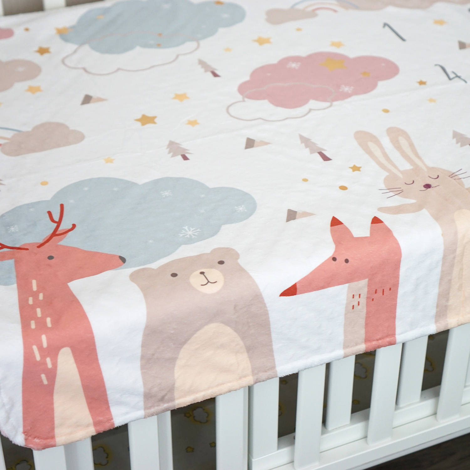 ผ้าห่ม Minky 75x100cm พร้อมส่ง ลาย Woodland - Milestone