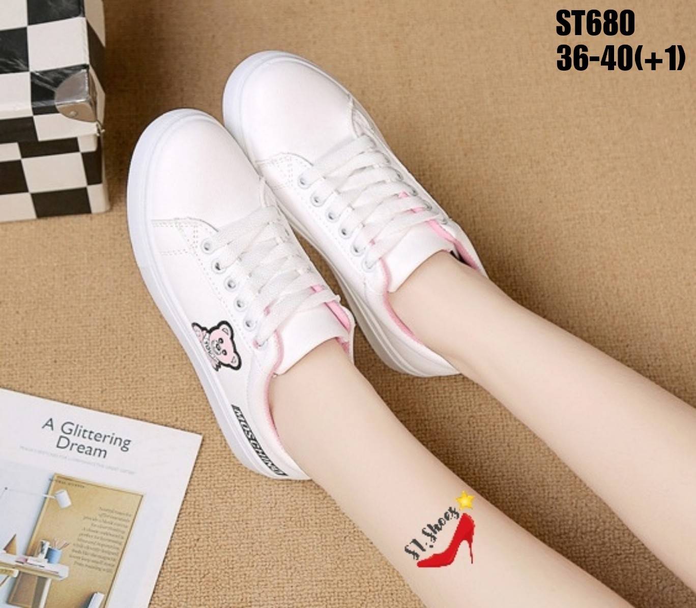 รองเท้าผ้าใบหมี Teddy (สีฟ้า)