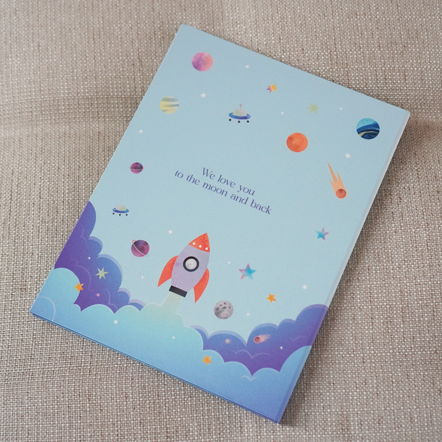 แฟ้มทะเบียนสมรส/สูติบัตร สั่งทำใส่ข้อความ ลาย Rocket - Blue