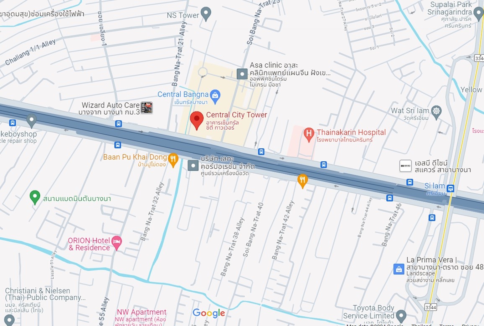 อาคารเซ็นทรัล ซิตี ทาวเวอร์ บางนา (Central City Tower Bangna) สำนักงานให้เช่าติดห้างเซ็นทรัลบางนา ใกล้รถไฟฟ้า MRT ศรีเอี่ยม เพียง 1.2 กม.