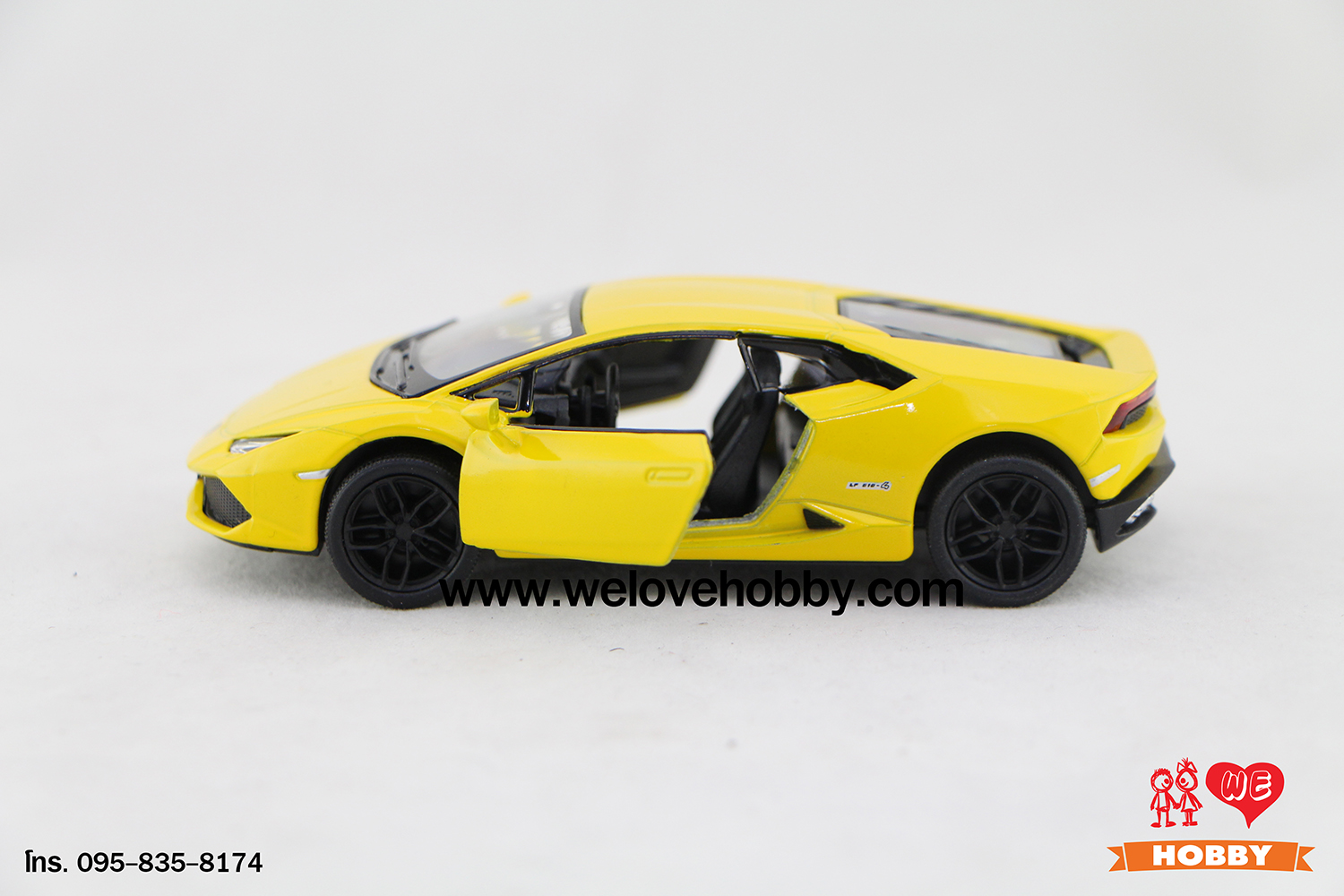 โมเดลรถซุปเปอร์ คาร์ Lamborghini Huracán LP610-4 สีเหลือง Scale 1:36