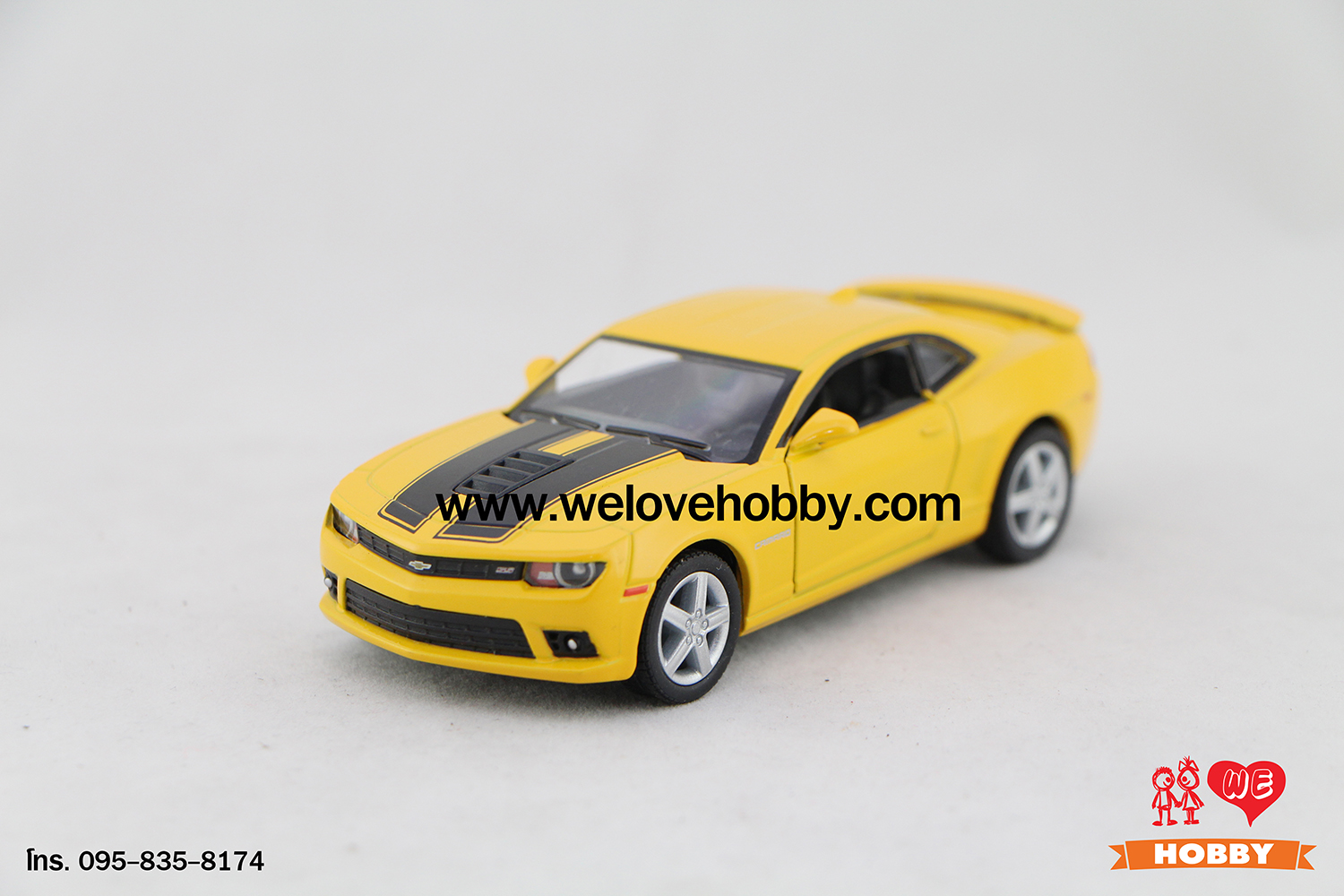 โมเดลรถซุปเปอร์ คาร์ 2014 Chevrolet Chevy Camaro สีเหลือง Scale 1:38