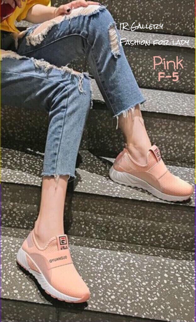 รองเท้าผ้าใบผ้าตาข่ายทรงสวมสไตล์ Sport (สีดำ)