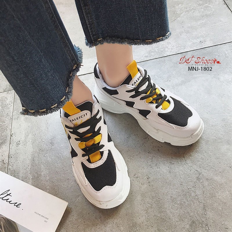 รองเท้าผ้าใบสไตล์Sportแต่งสีแฟชั่น (สีเหลือง)