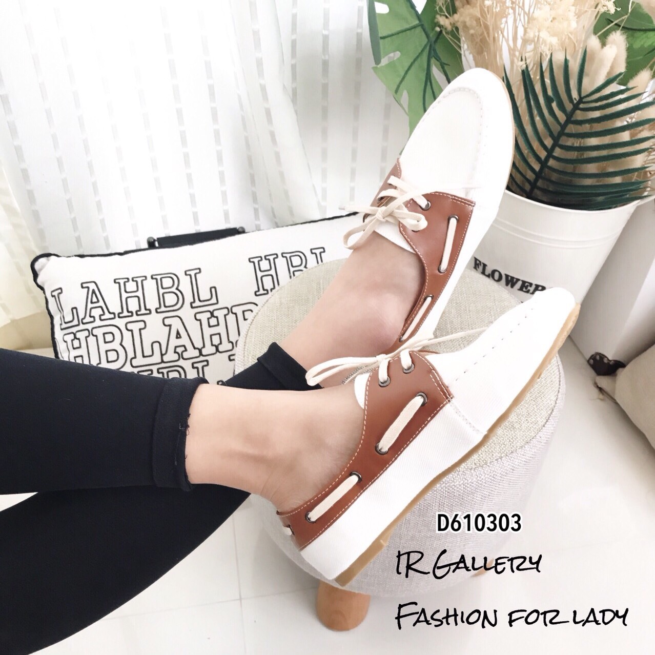 รองเท้าผ้าใบทูโทนสไตล์ Moccasin (สีกรม)