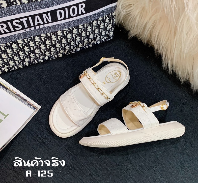 รองเท้าลำลองรัดส้นสไตล์แบรนด์ (สีขาว)
