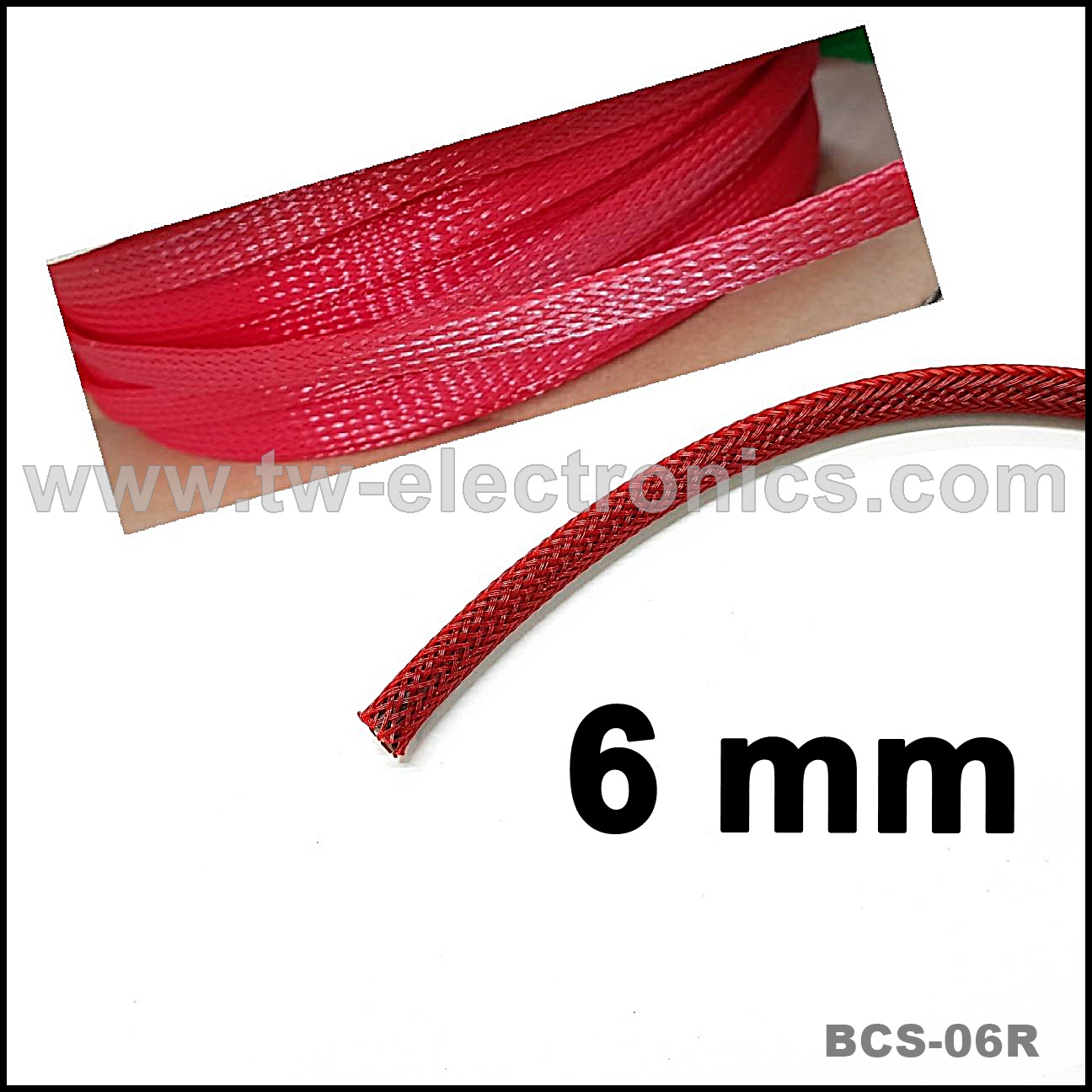 สายถัก 6 mm (สีแดง) / BCS-06R