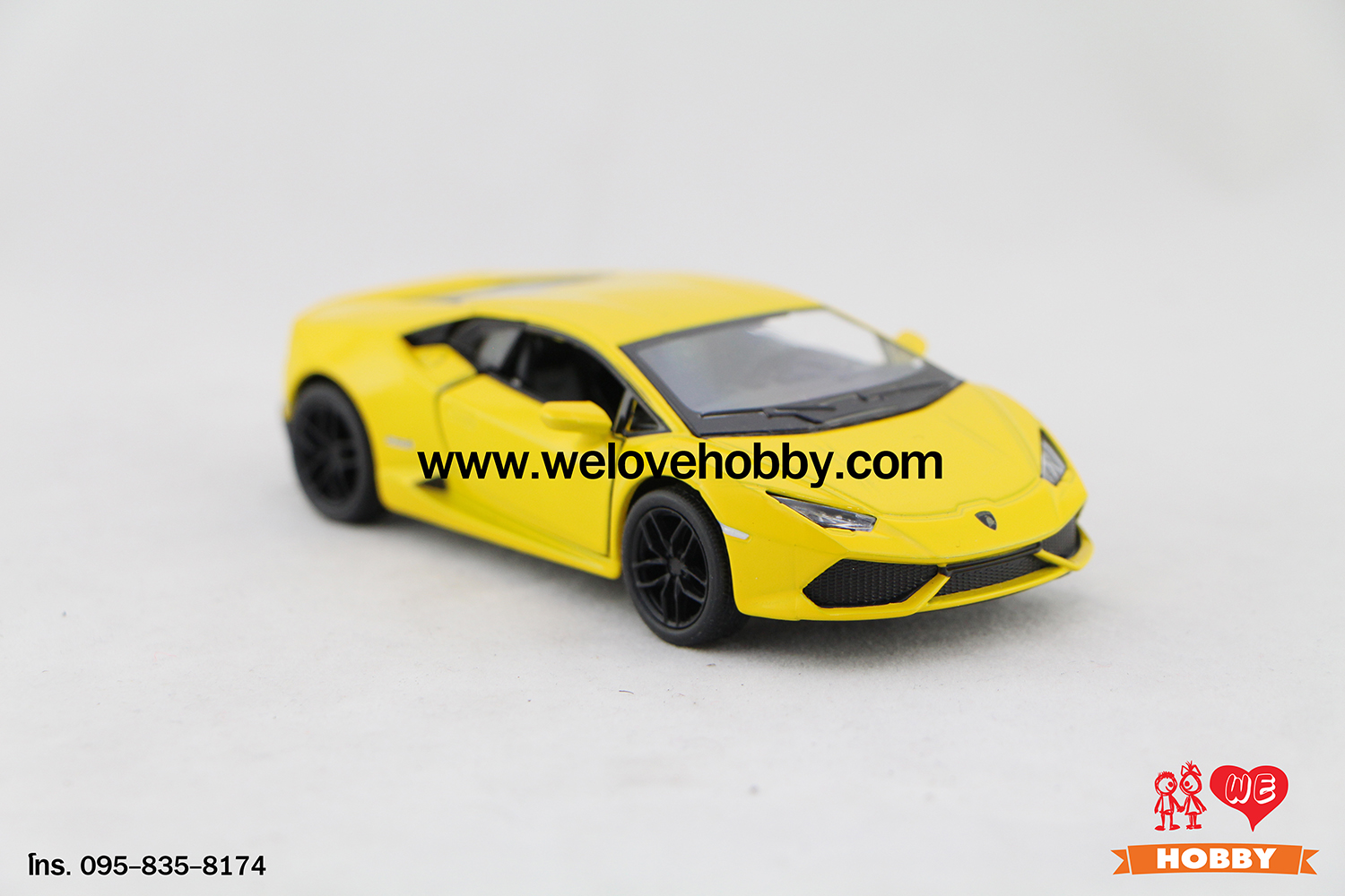 โมเดลรถซุปเปอร์ คาร์ Lamborghini Huracán LP610-4 สีเหลือง Scale 1:36