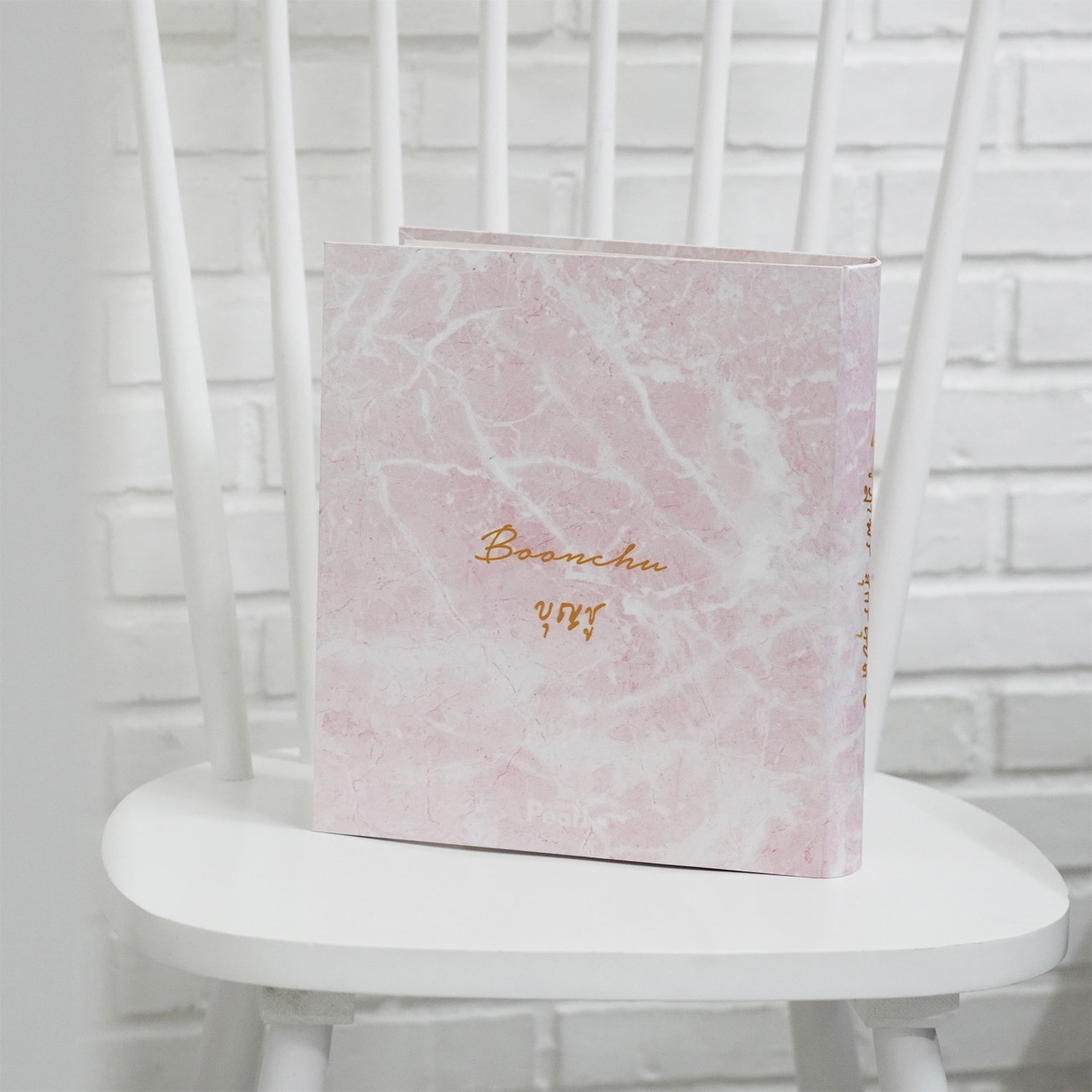 อัลบั้มสั่งทำใส่ชื่อ ลายหินอ่อนสีชมพู - Pink Marble - Gold