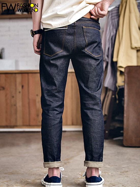 001062 กางเกงยีนส์ Maden Japanese retro Selvage Denim 13.8Oz สไตล์วินเทจยีนส์ Fit Straight ผ้าริมแดง Size 28-34